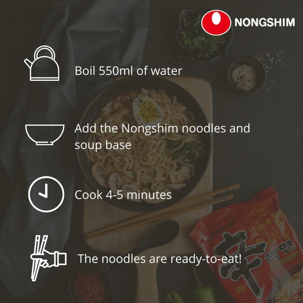 Nongshim Bowl Noodle Instant Soup – Spicy Chicken & Hot & Spicy Flavors (100g)
