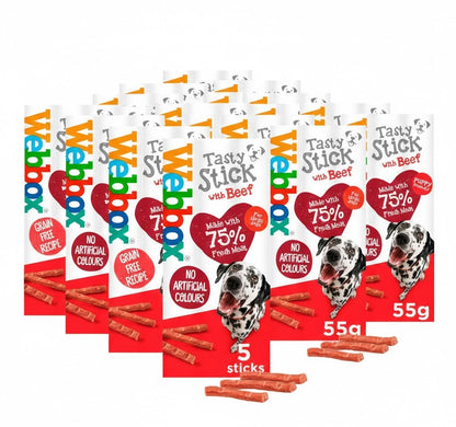 Webbox Tasty Sticks Dog Treats 55g x 18 | Chicken & Beef | High Meat