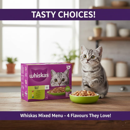 Whiskas 1+ Adult Wet Cat Food Pouches – 4 x 12 x 85g Multi-Pack