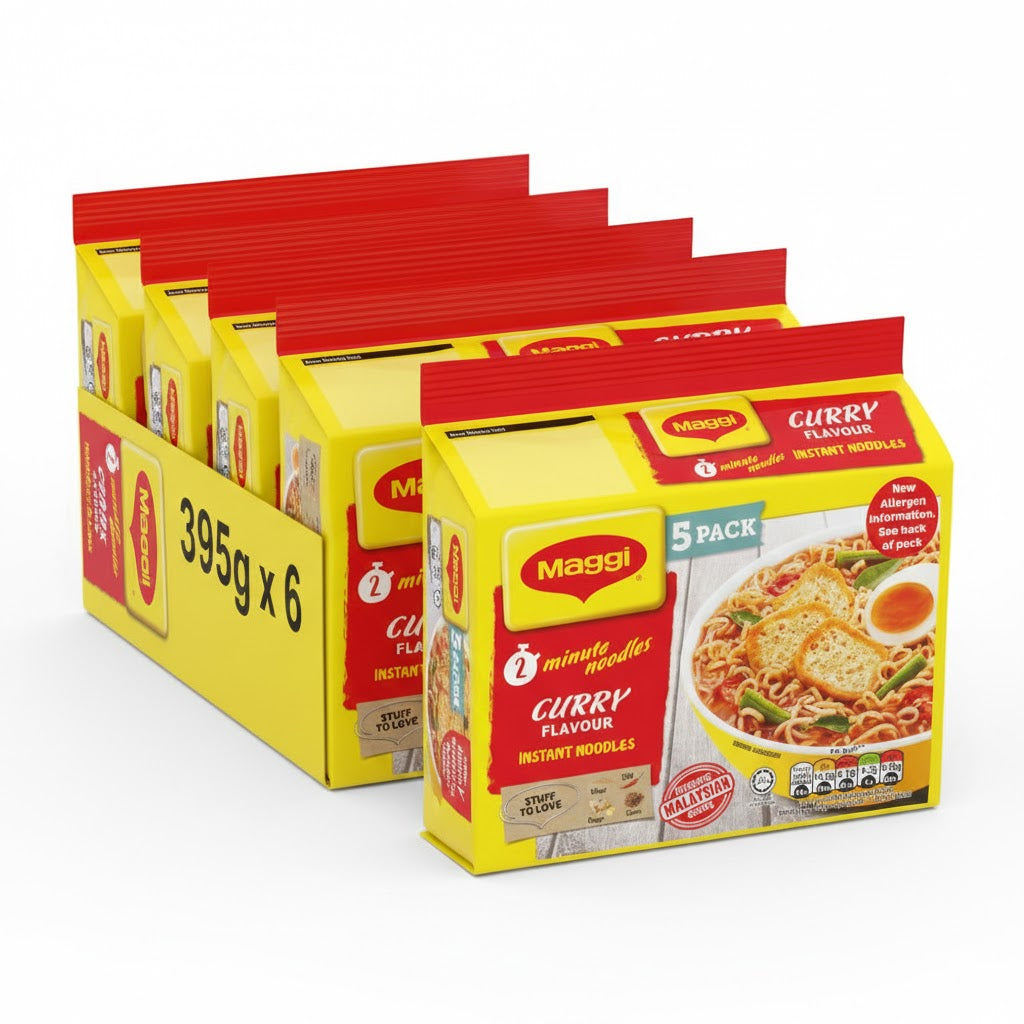 Maggi 2 Minute Authentic Malaysian Noodles – Curry or Chicken Flavor (5 Pack x 6)