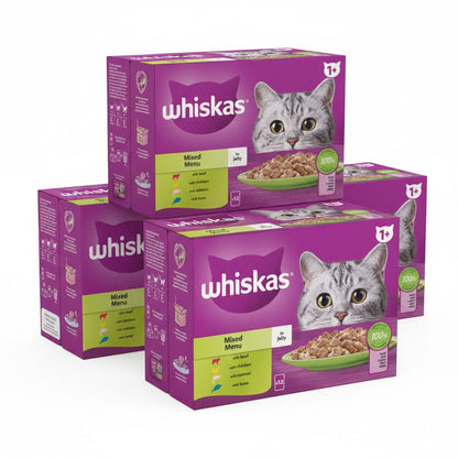 Whiskas 1+ Adult Wet Cat Food Pouches – 4 x 12 x 85g Multi-Pack