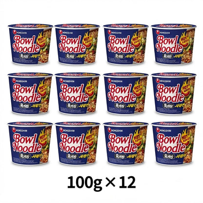 Nongshim Bowl Noodle Instant Soup – Spicy Chicken & Hot & Spicy Flavors (100g)