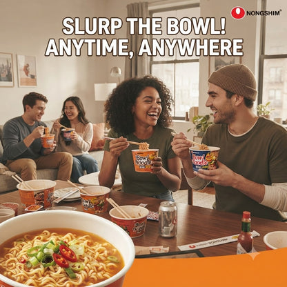 Nongshim Bowl Noodle Instant Soup – Spicy Chicken & Hot & Spicy Flavors (100g)