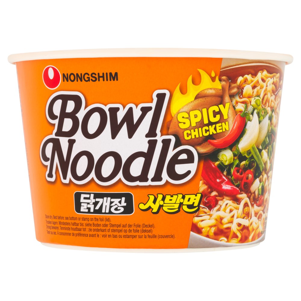 Nongshim Bowl Noodle Instant Soup – Spicy Chicken & Hot & Spicy Flavors (100g)