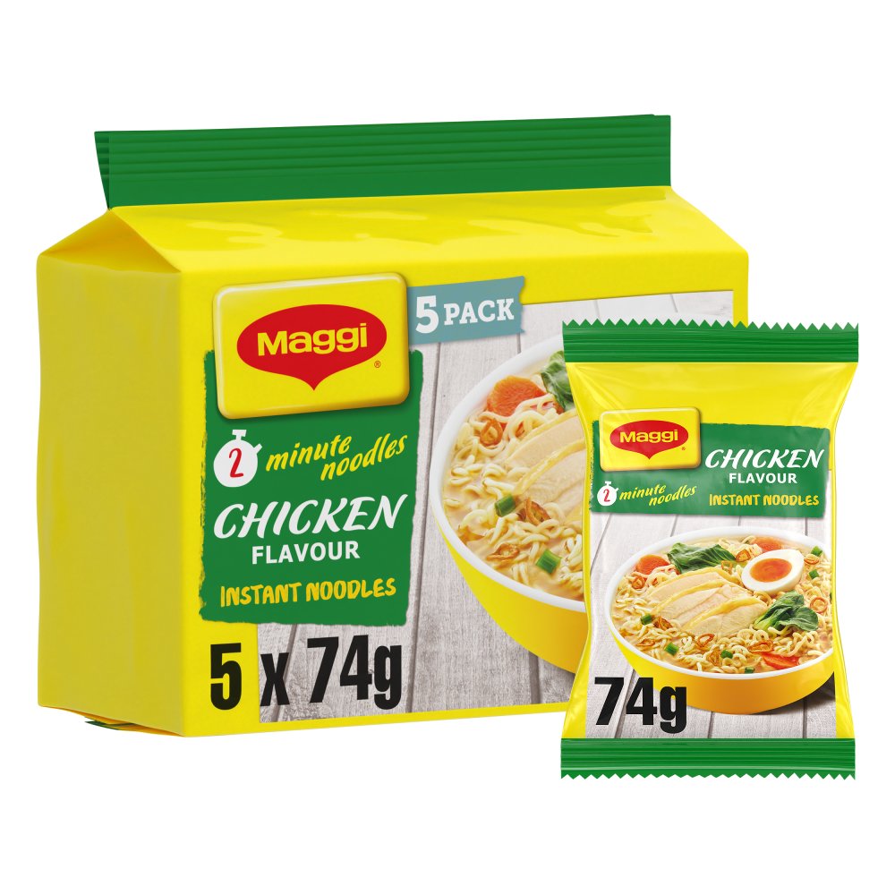 Maggi 2 Minute Authentic Malaysian Noodles – Curry or Chicken Flavor (5 Pack x 6)