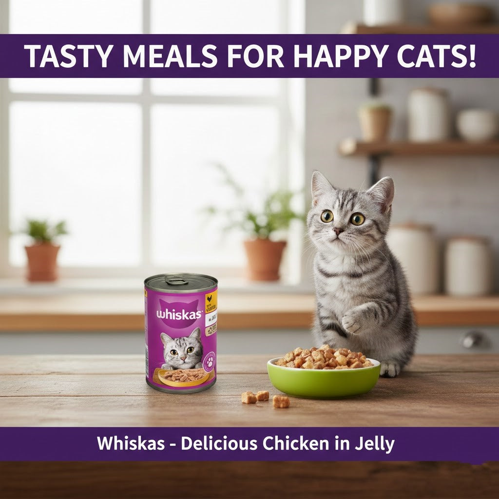 Whiskas Adult Wet Cat Food – Chicken & Salmon in Jelly Multipack (12 pack, 400g Tins)