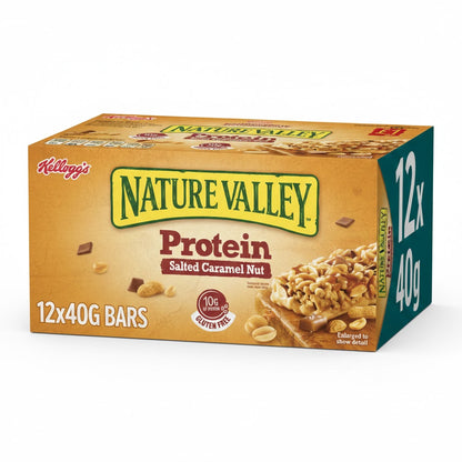Nature Valley Protein Snack Bars - Peanut & Chocolate or Salted Caramel Nut (12 x 40g)