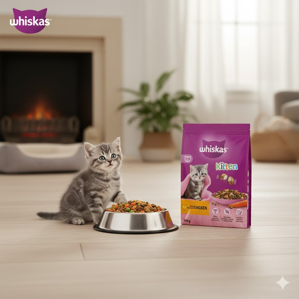 Whiskas Complete Dry Cat Food – Adult & Kitten Varieties (300g, Pack of 6)