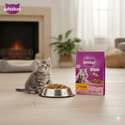Whiskas Complete Dry Cat Food – Adult & Kitten Varieties (300g, Pack of 6)