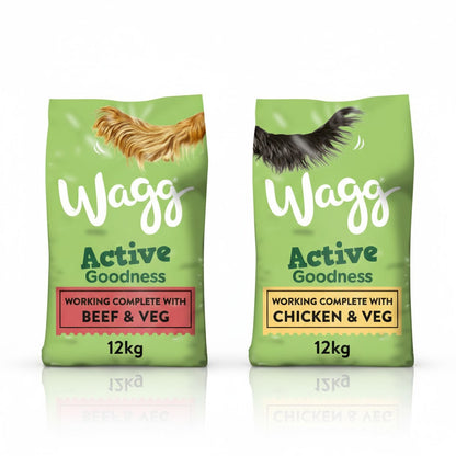 Wagg Active Goodness Working Complete Dry Dog Food – Beef & Veg or Chicken & Veg