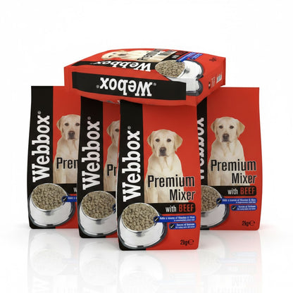 Webbox Mixer Biscuit with Beef - Choose Size: 2kg Single or 4-Pack Bundle
