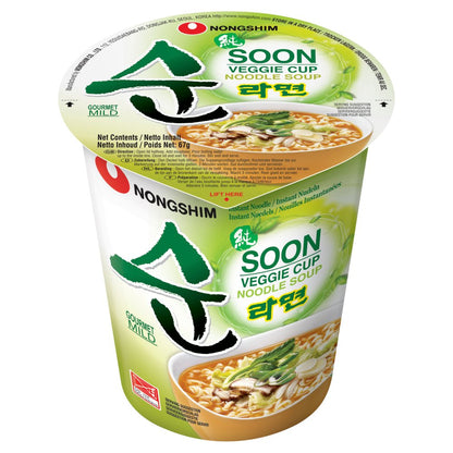 Nongshim Soon Veggie Cup Noodle Soup - Vegan Instant Ramen