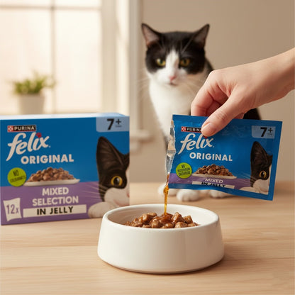 FELIX Original Senior Wet Cat Food in Jelly – Mixed Selection (4 x 12 x 85g)