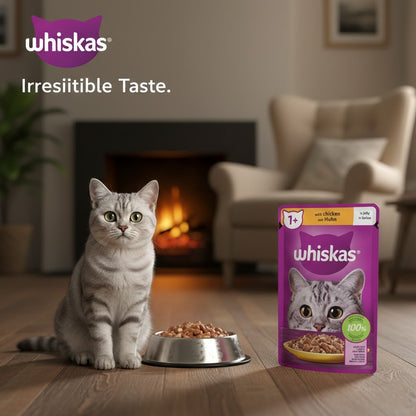 Whiskas 1+ Adult Wet Cat Food – Chicken & Tuna Selection Pouches (85g, Pack of 28)