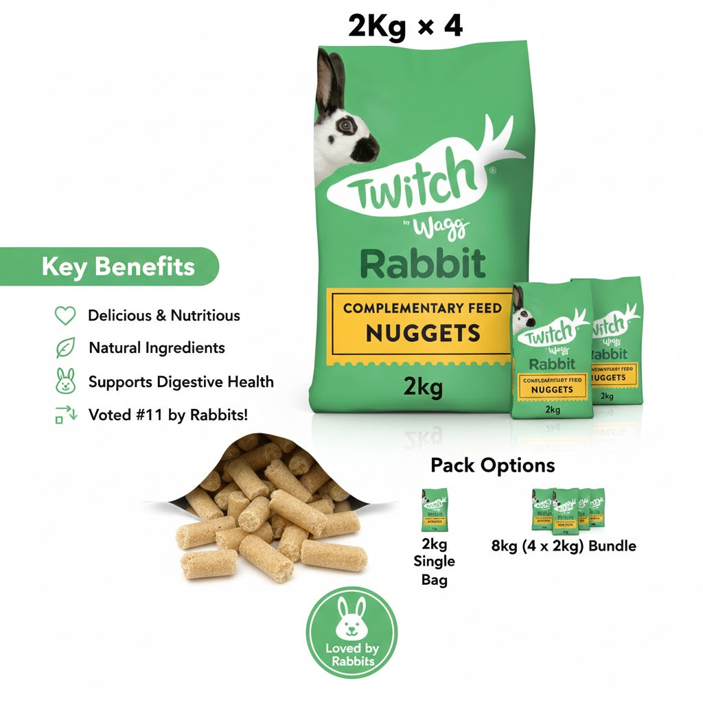 Twitch by Wagg Rabbit Nuggets – Premium Complementary Rabbit Feed - 2kg Packs