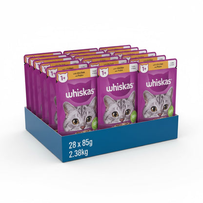 Whiskas 1+ Adult Wet Cat Food – Chicken & Tuna Selection Pouches (85g, Pack of 28)