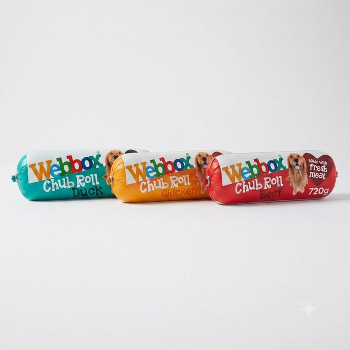 Webbox Dog Chub Roll Multipack & Flavours | Duck, Chicken, Beef | 720g