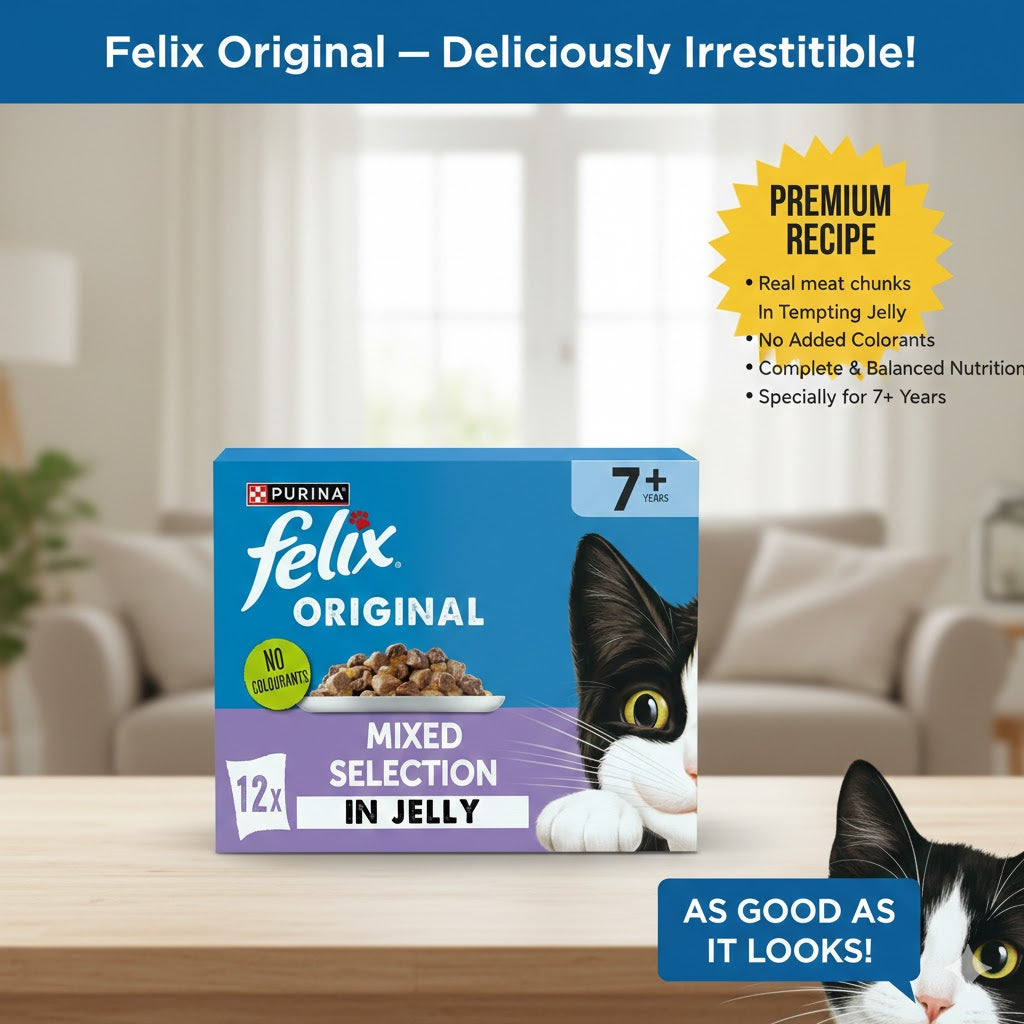FELIX Original Senior Wet Cat Food in Jelly – Mixed Selection (4 x 12 x 85g)