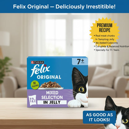 FELIX Original Senior Wet Cat Food in Jelly – Mixed Selection (4 x 12 x 85g)