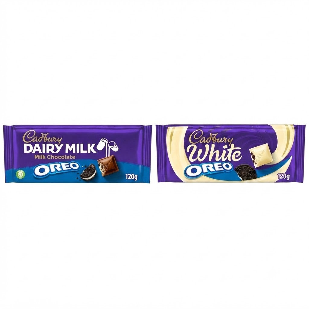Cadbury Oreo Chocolate Bar 120g x 17 Box - Dairy Milk & White Chocolate Variants