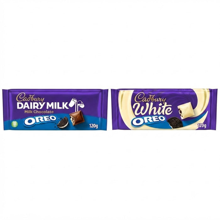 Cadbury Oreo Chocolate Bar 120g x 17 Box - Dairy Milk & White Chocolate Variants