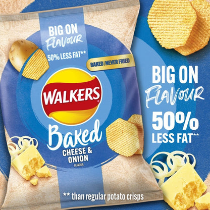 Walkers Baked Crisps Grab Bags 37.5g x 32 | Sea Salt & Cheese & Onion