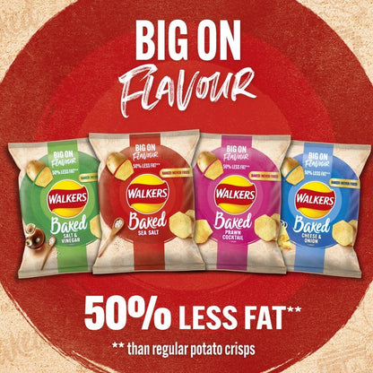 Walkers Baked Crisps Grab Bags 37.5g x 32 | Sea Salt & Cheese & Onion