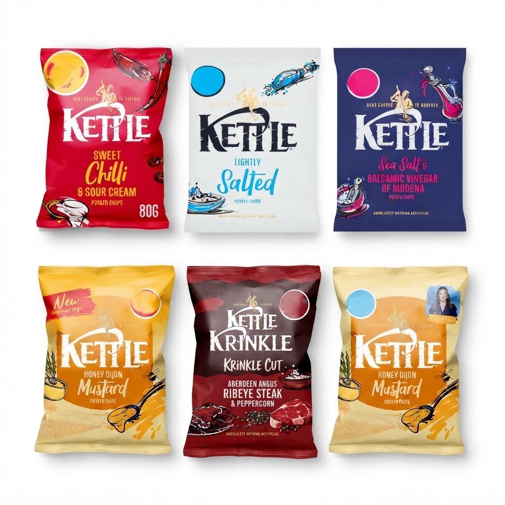 Kettle Chips 80g x 12 | Hand Cooked British Potato Crisps | 6 Flavours