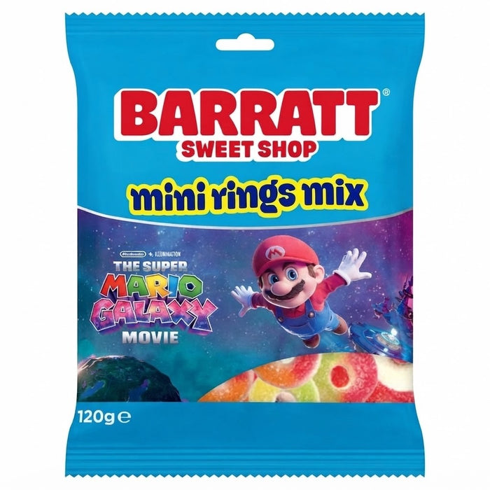 Barratt Super Mario Galaxy Movie Mini Rings Mix 120g x 12 | Fruity Sweets