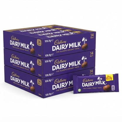 108.8g x 14 Cadbury Dairy Milk Chocolate Bars 4 Pack Multipack - Bulk Multipack