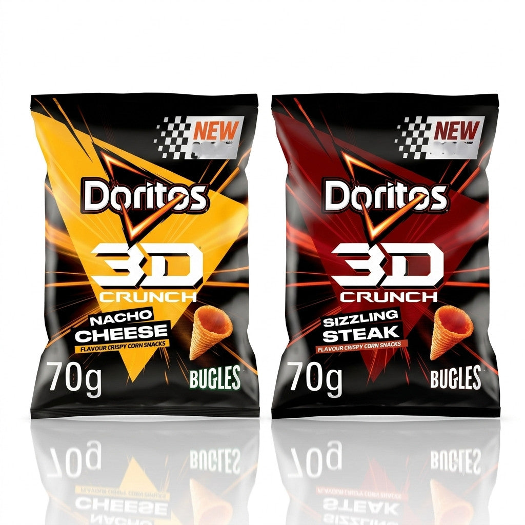Doritos 3D Crunch Crisps 70g x 18 | Sizzling Steak & Nacho Cheese