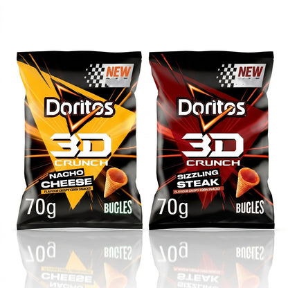 Doritos 3D Crunch Crisps 70g x 18 | Sizzling Steak & Nacho Cheese