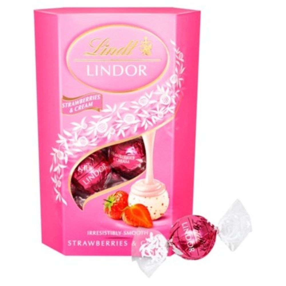 Lindt Lindor Strawberries & Cream Chocolate Truffles 200g | 1 or 8 Box