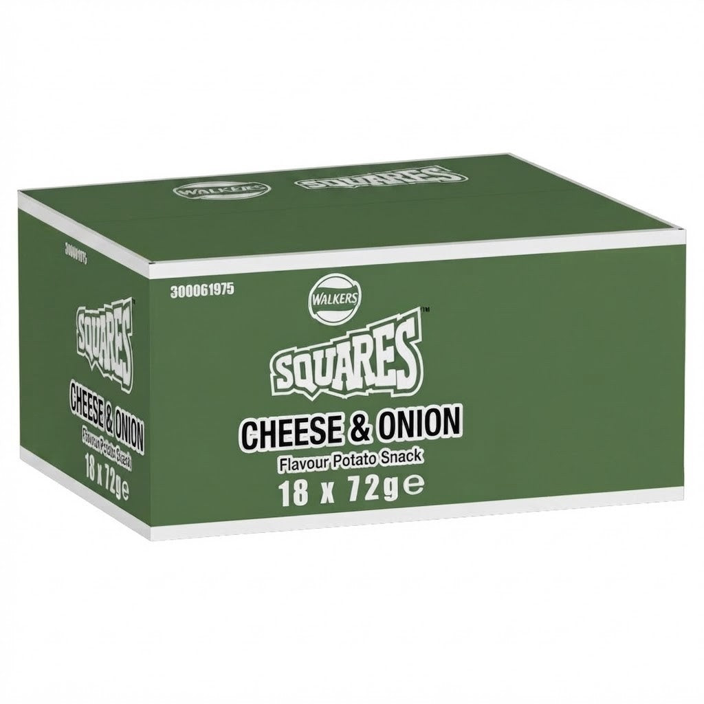 Walkers Squares Cheese & Onion Crisps 72g x 18 | Bulk Sharing Bags