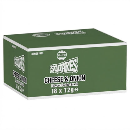Walkers Squares Cheese & Onion Crisps 72g x 18 | Bulk Sharing Bags