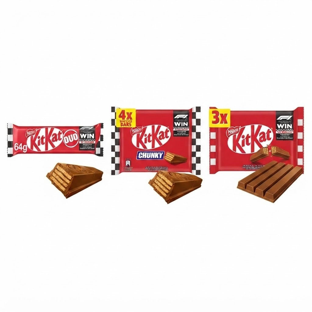 Nestle KitKat F1 Chocolate Bar Multipack Bulk Box - Chunky Duo 4-Finger Snack
