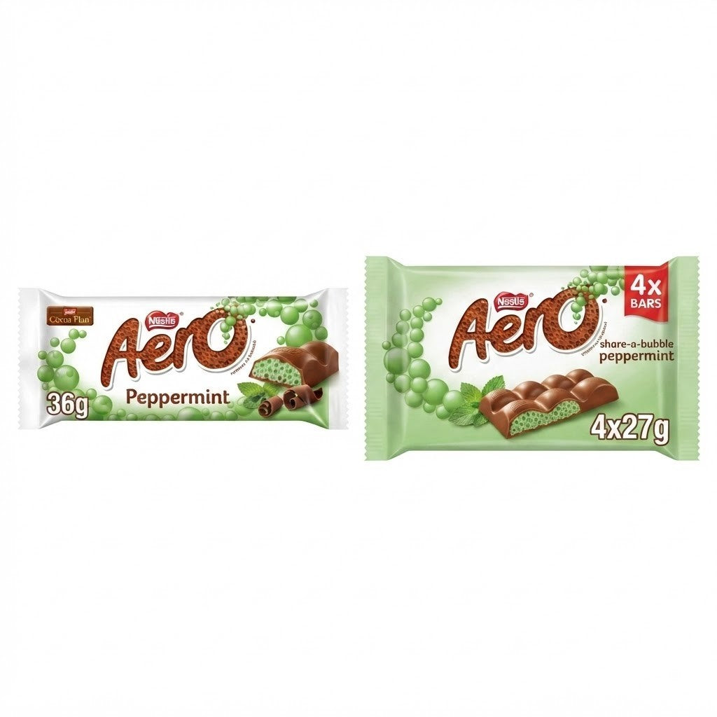 36g Aero Peppermint Milk Chocolate Bar Single & 4 Pack Multipack Bulk Box