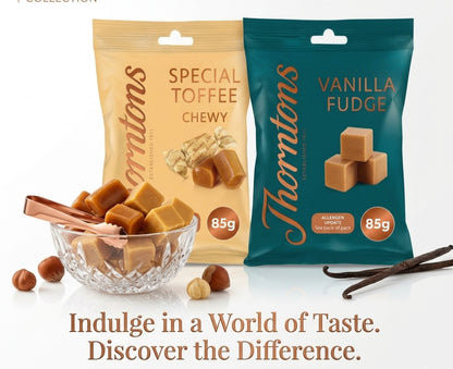 Thorntons Chewy Toffee & Vanilla Fudge 85g | Vegetarian Confectionery
