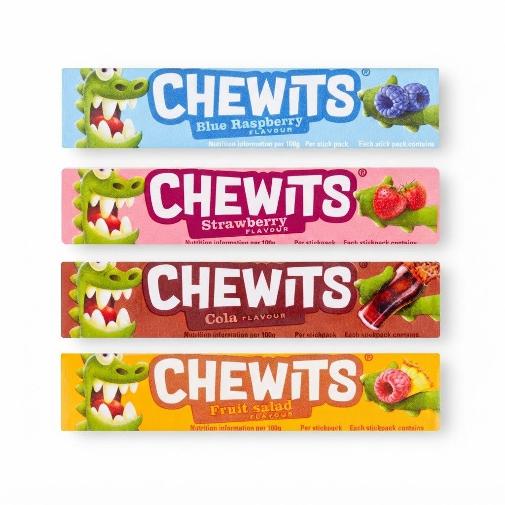 Chewits Chewy Sweets 30g x 40 | Blue Raspberry, Strawberry, Cola & Fruit Salad