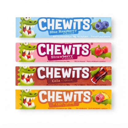 Chewits Chewy Sweets 30g x 40 | Blue Raspberry, Strawberry, Cola & Fruit Salad