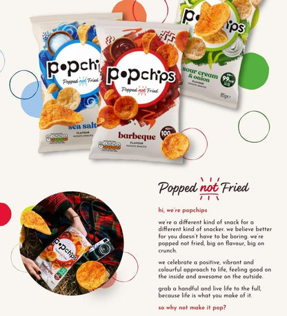 Popchips Crisps 50g x 16 | Sour Cream & Onion or Barbeque