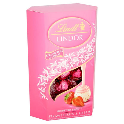 Lindt Lindor Strawberries & Cream Chocolate Truffles 200g | 1 or 8 Box