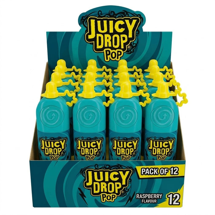Juicy Drop Pop Raspberry 26g x 12 | Lollipops with Sour Gel