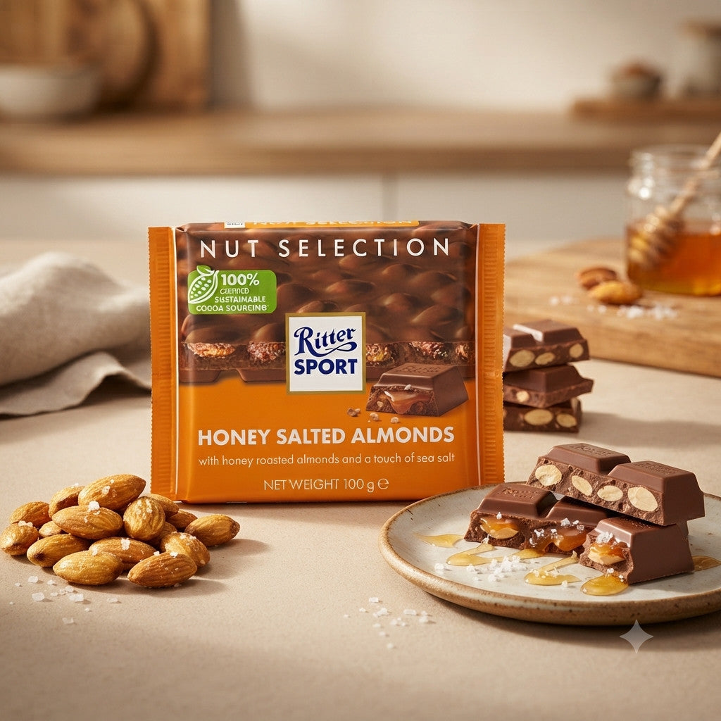 Ritter Sport Honey Salted Almonds 100g x 5 Multipack Nut Selection Chocolate