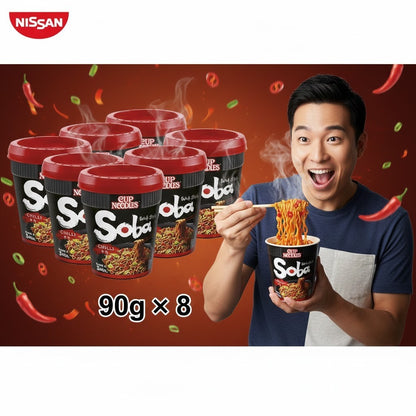 Nissin Soba Instant Wok Style Noodles - 8 x Pot Multipack - Chilli, Classic, Ter