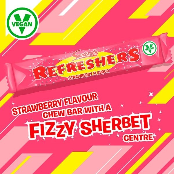Swizzels Refreshers Strawberry Giant Chew Bars 18g x 60 | Fizzy Vegan Sweets
