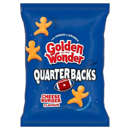 Golden Wonder Quarterbacks Cheeseburger Crisps 27g x 30 | Baked Vegetarian Snacks
