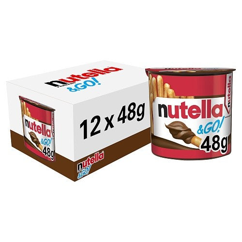 48g x 12 Nutella & Go Hazelnut Chocolate Spread & Breadsticks Snack Pot Bulk Box