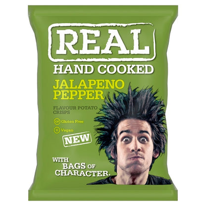 REAL Hand Cooked Jalapeño Pepper Crisps 35g x 24 | Fiery Vegan & Gluten-Free