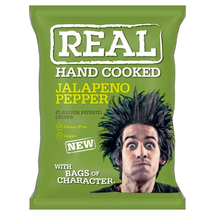 REAL Hand Cooked Jalapeño Pepper Crisps 35g x 24 | Fiery Vegan & Gluten-Free